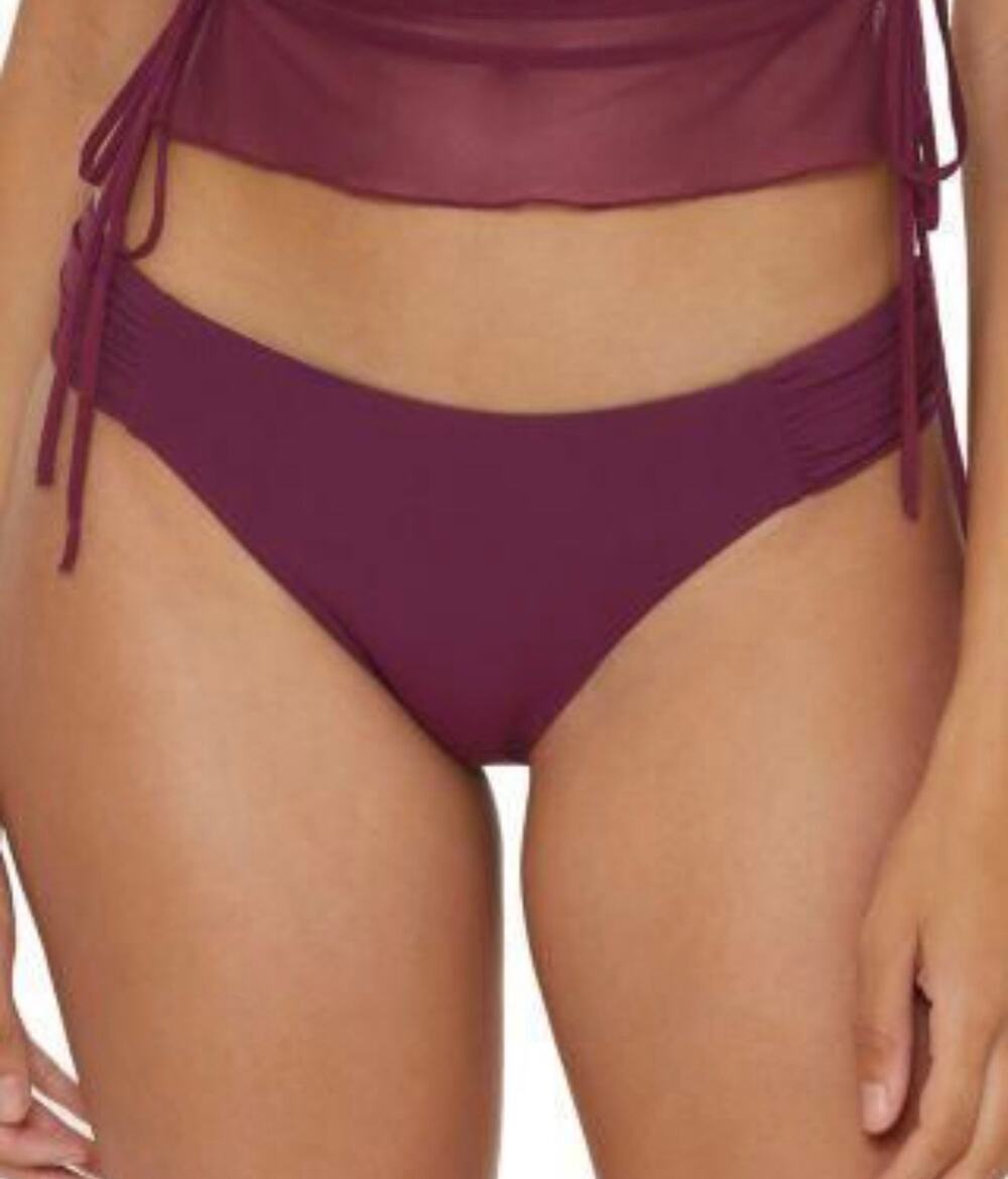 BECCA Women's Standard  Shirred Bikini Bottom Cheeky Coverage M
